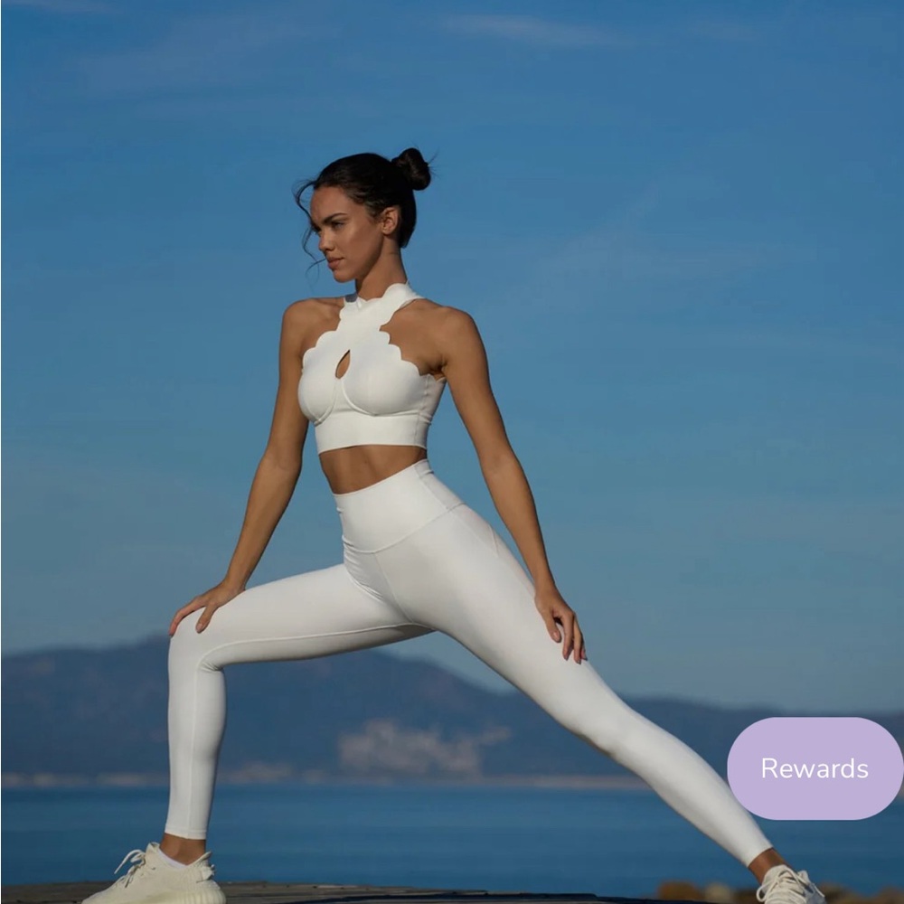 White Athletic Crop Top and Leggings Set